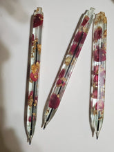 Handmade Resin Ballpoint Pen with Red Rose Petals & Gold Flakes