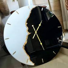 Minimalist black and white resin wall clock with modern design.