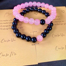 Pink and black glass bead couple bracelet set with two colour variations
