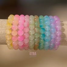 Handmade rainbow stretch bead bracelet set in 10 colour variations