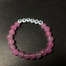 Customized color name bracelet in vibrant pink