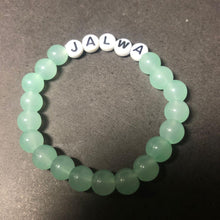 Customized color name bracelet in vibrant green